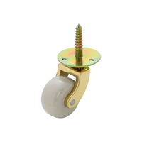 Tradco 3507PB Screw Plate Castor White Porc. Wheel Polished Brass 38mm