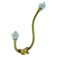 Tradco 3971PB Hat & Coat Hook Porcelain Ball Polished Brass H160- P120mm