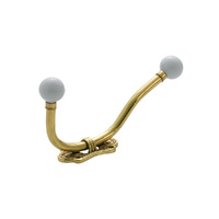 Out of Stock: ETA May - Tradco 3983PB Hat & Coat Hook Porcelain Ball Polished Brass H175-P85mm