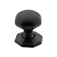 Tradco 4084MB Cupboard Knob Octagonal W Bplate CI Matt Black 25mm