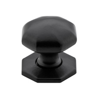 Tradco 4085MB Cupboard Knob Octagonal W Bplate CI Matt Black 32mm