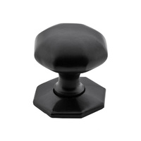 Tradco 4086MB Cupboard Knob Octagonal W Bplate CI Matt Black 38mm