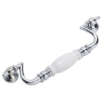 *WSL DISCONTINUED* Tradco 4151CP Drop Handle White Porcelain Polished Chrome CTC 160mm