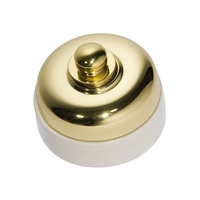 Tradco Porcelain Base LED Dimmer Ivory / Polished Brass 60mm 5101/250