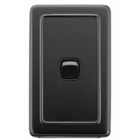 Tradco 5342 1 Gang Flat Plate Rocker Switch Matte Black
