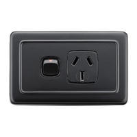 Tradco 5348 Clip-On Single Power Point with Switch Matte Black 115mm