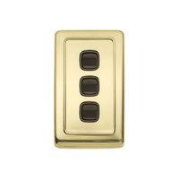 Tradco 5804PB Switch Rocker 3 Gang Polished Brass BR 72x115mm