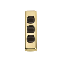Tradco 5806PB Switch Rocker 3 Gang Polished Brass BR 30x108mm