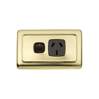 Tradco 5808PB Single Power Point Polished Brass BR 115x72mm