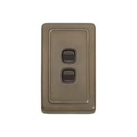 Tradco 5843AB Switch Rocker 2 Gang Antique Brass BR 72x115mm