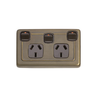 Tradco 5847AB Double P/Point W/ Switch Antique Brass BR 115x72mm