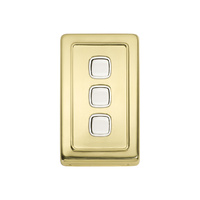 Tradco 5854PB Switch Rocker 3 Gang Polished Brass WH 72x115mm
