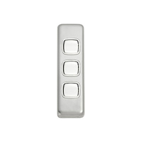 Tradco 5876SC Switch Rocker 3 Gang Satin Chrome WH 30x108mm