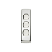 Tradco 5886CP Switch Rocker 3 Gang Polished Chrome WH 30x108mm