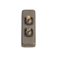 Tradco 5891AB Switch Toggle 2 Gang Antique Brass BR 30x82mm