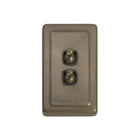 Tradco 5893AB Switch Toggle 2 Gang Antique Brass BR 72x115mm