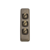 Tradco 5896AB Switch Toggle 3 Gang Antique Brass BR 30x108mm