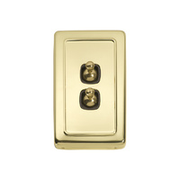 Tradco 5903PB Switch Toggle 2 Gang Polished Brass BR 72x115mm