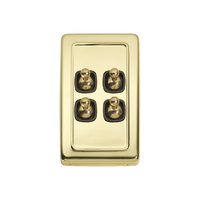 Tradco 5905PB Switch Toggle 4 Gang Polished Brass BR 72x115mm