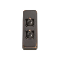 Tradco 5911AC Switch Toggle 2 Gang Antique Copper BR 30x82mm