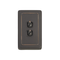 Tradco 5913AC Switch Toggle 2 Gang Antique Copper BR 72x115mm