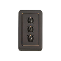 Tradco 5914AC Switch Toggle 3 Gang Antique Copper BR 72x115mm