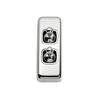 Tradco 5941CP Switch Toggle 2 Gang Polished Chrome WH 30x82mm
