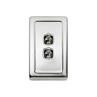 Tradco 5943CP Switch Toggle 2 Gang Polished Chrome WH 72x115mm