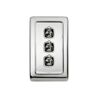 Tradco 5944CP Switch Toggle 3 Gang Polished Chrome WH 72x115mm