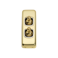 Tradco 5951PB Switch Toggle 2 Gang Polished Brass WH 30x82mm