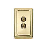 Tradco 5953PB Switch Toggle 2 Gang Polished Brass WH 72x115mm