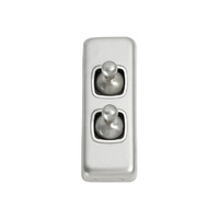 Tradco 5971SC Switch Toggle 2 Gang Satin Chrome WH 30x82mm