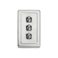 Tradco 5974SC Switch Toggle 3 Gang Satin Chrome WH 72x115mm