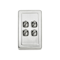 Tradco 5975SC Switch Toggle 4 Gang Satin Chrome WH 72x115mm