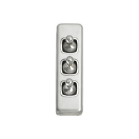 Tradco 5976SC Switch Toggle 3 Gang Satin Chrome WH 30x108mm
