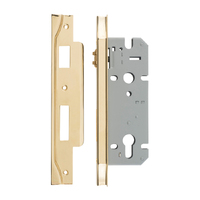 Out of Stock: ETA Early February 2024 - Iver Rebated Euro Roller Mortice Lock 45mm Polished Brass for French Doors 6032