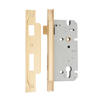 Iver 85mm Rebated Euro Mortice Lock 60mm Brushed Brass 6109
