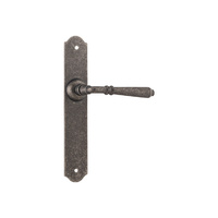 Tradco Reims Lever on Long Backplate Latch Rumbled Nickel 6357