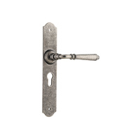 Tradco Reims Lever on Long Backplate Euro Rumbled Nickel 6357E
