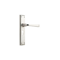 Out of Stock: ETA End July - Tradco Menton Lever on Long Backplate Euro Satin Nickel 6557E