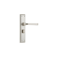 Tradco Menton Door Lever Handle on Long Backplate Privacy Satin Nickel 6557P