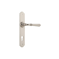 Tradco Reims Lever Handle on Long Backplate Euro 85mm Satin Nickel 6560E85