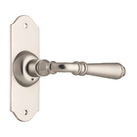 Tradco Reims Door Lever Handle on Short Backplate Passage Satin Nickel 6562