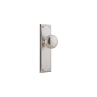 Tradco Milton Knob on Long Backplate Passage Satin Nickel 6566