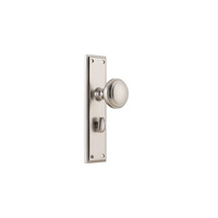 Tradco Milton Knob on Long Backplate Privacy Satin Nickel 6566P