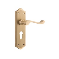 Tradco Henley Door Lever Handle on Shouldered Backplate Euro Satin Brass 6633E