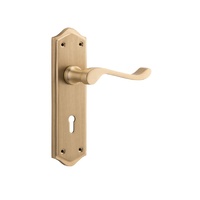 Tradco Henley Door Lever Handle on Shouldered Backplate Lock Satin Brass 6634