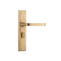 Out of Stock: ETA Mid September - Tradco Menton Lever on Long Backplate Privacy Satin Brass 6637P