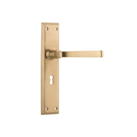 TradcoMenton Door Lever Handle on Long Backplate Lock Satin Brass 6638