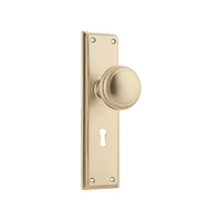 Tradco Milton Knob on Long Backplate Lock Satin Brass 6647